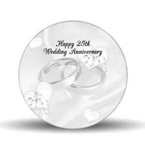 Silver 25th Anniversary <br>Glass Table Spinner 17.75"