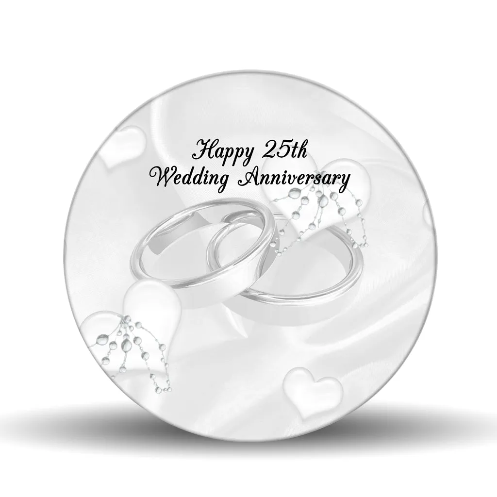 Silver 25th Anniversary <br>Glass Table Spinner 17.75"