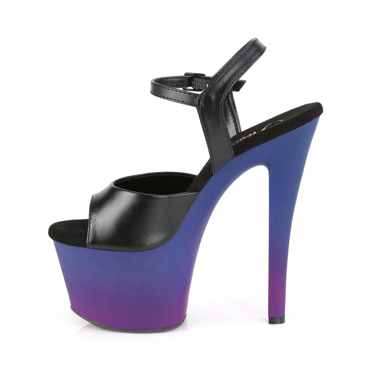 SKY-309BP  Black Faux Leather/Blue-Purple Ombre