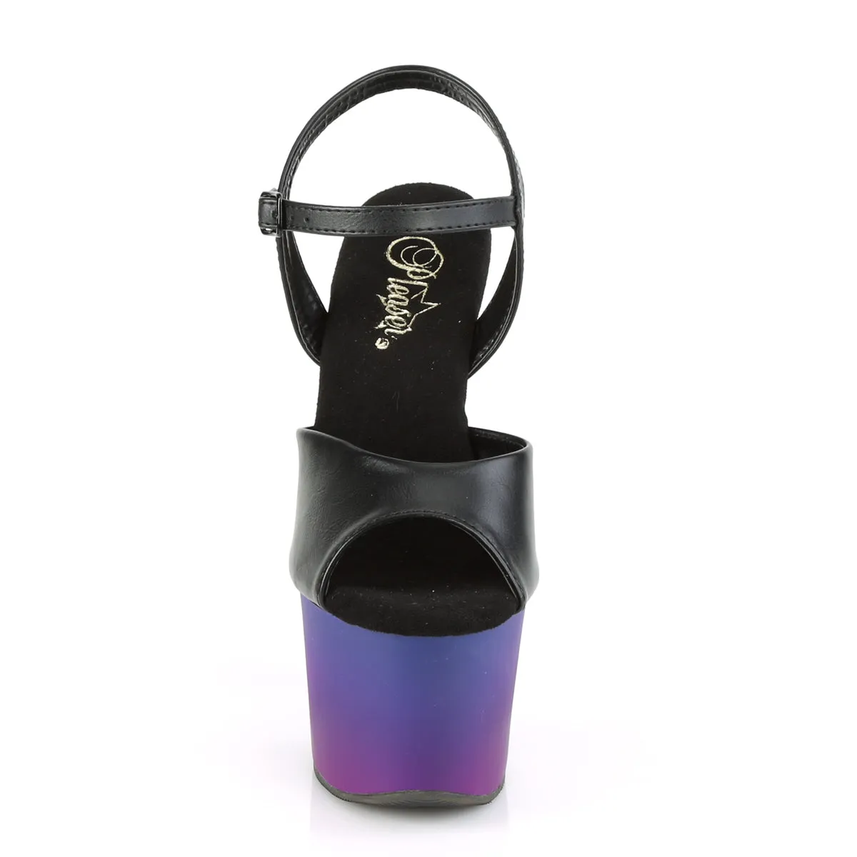 SKY-309BP  Black Faux Leather/Blue-Purple Ombre