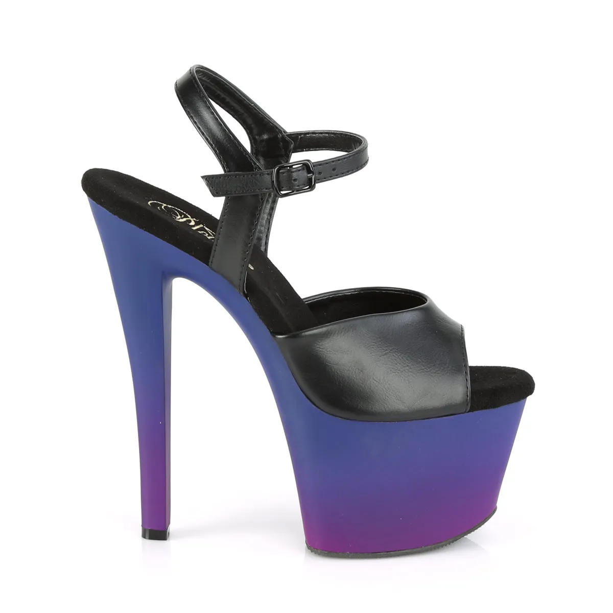 SKY-309BP  Black Faux Leather/Blue-Purple Ombre
