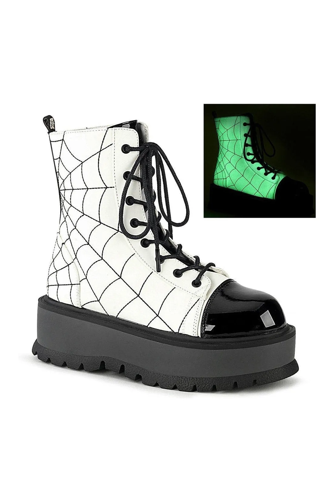 SLACKER-88 Ankle Boot | White Faux Leather