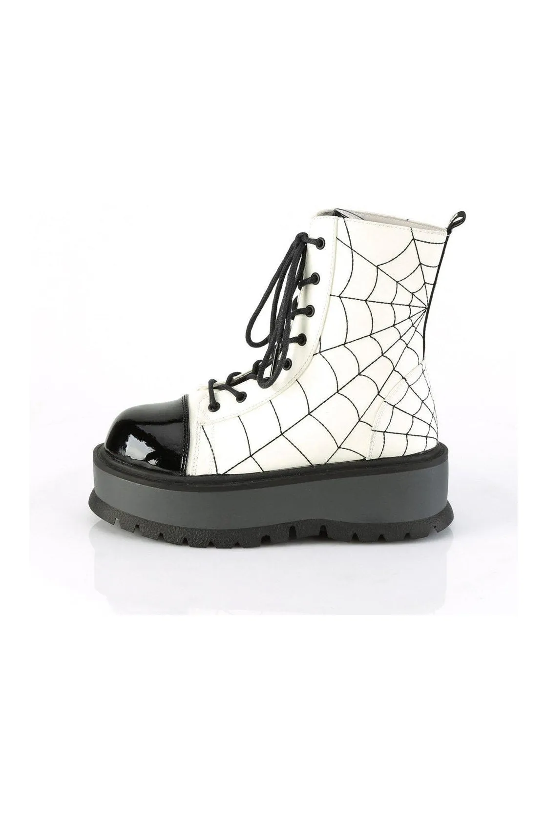 SLACKER-88 Ankle Boot | White Faux Leather