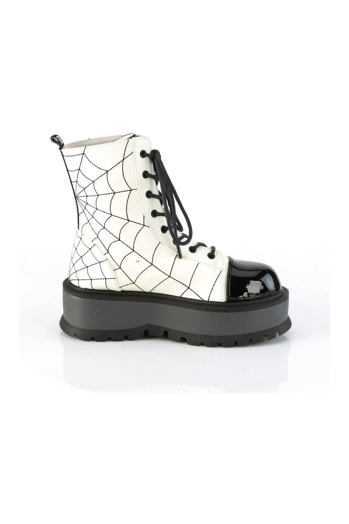 SLACKER-88 Ankle Boot | White Faux Leather