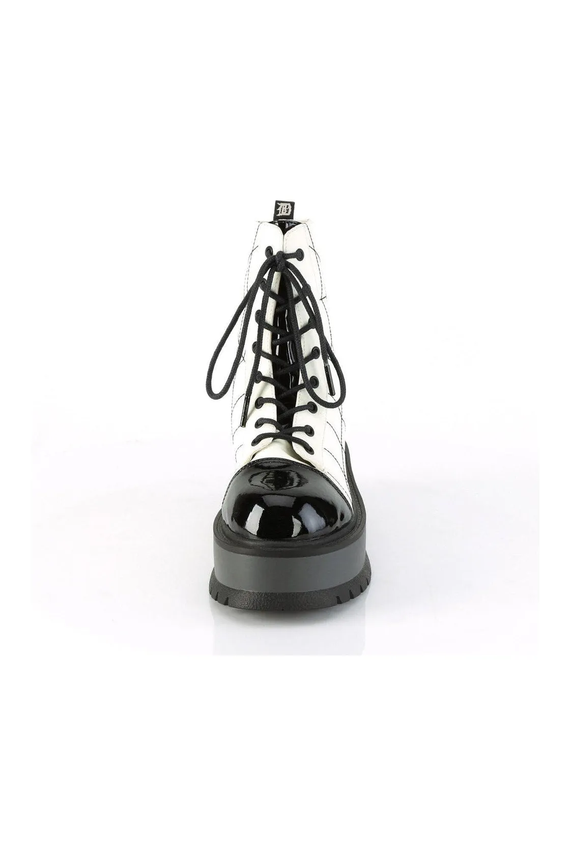 SLACKER-88 Ankle Boot | White Faux Leather
