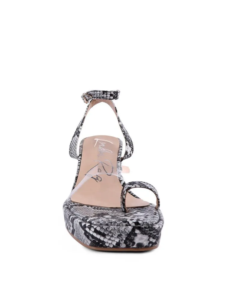Snake Print Block Heeled Sandals