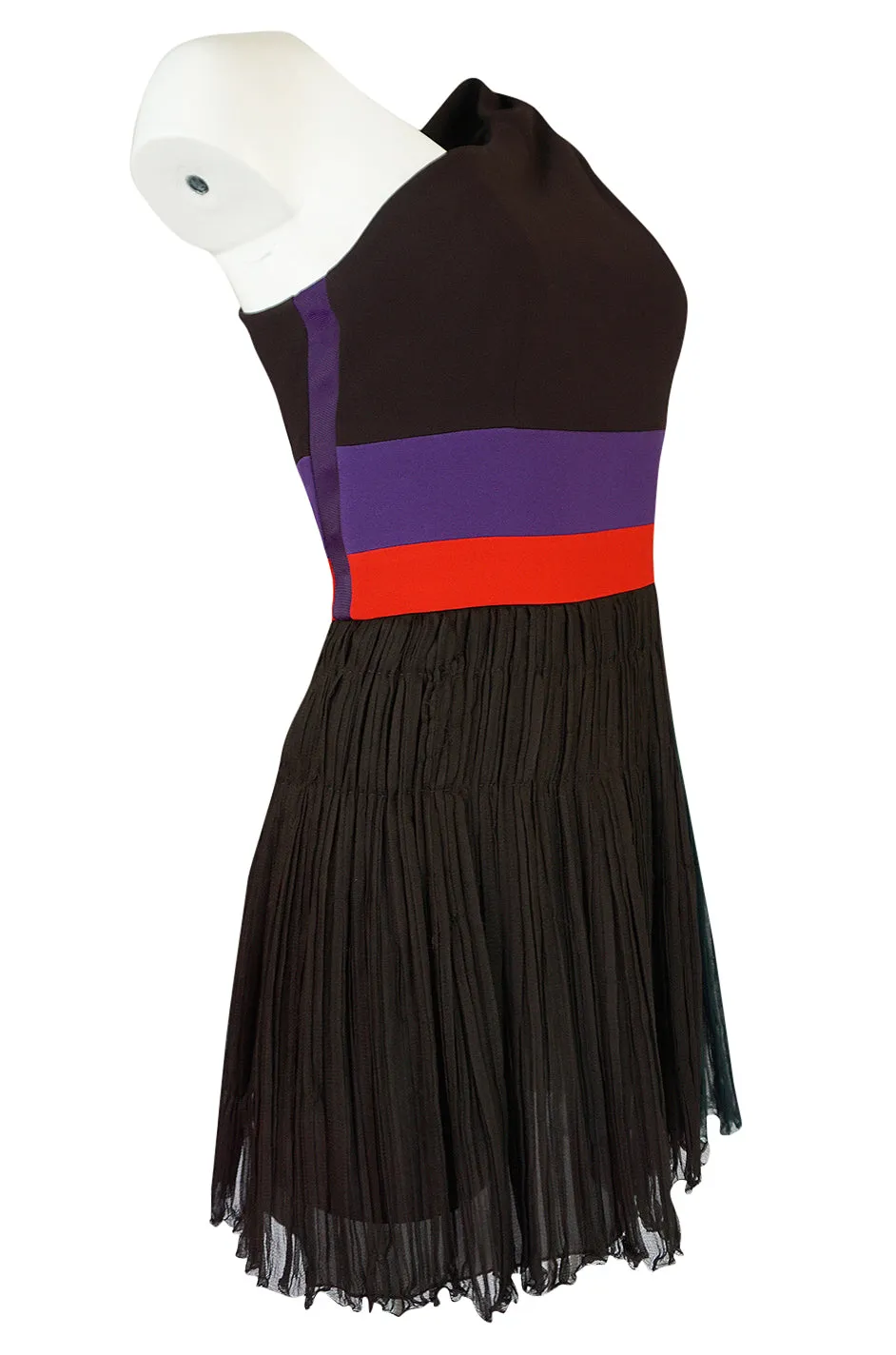 Spring 2005 Prada Runway Look 22 One Shoulder Color Block Dress