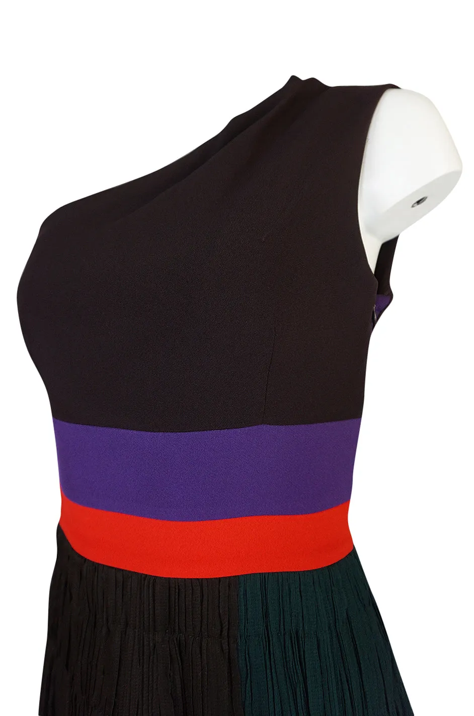 Spring 2005 Prada Runway Look 22 One Shoulder Color Block Dress