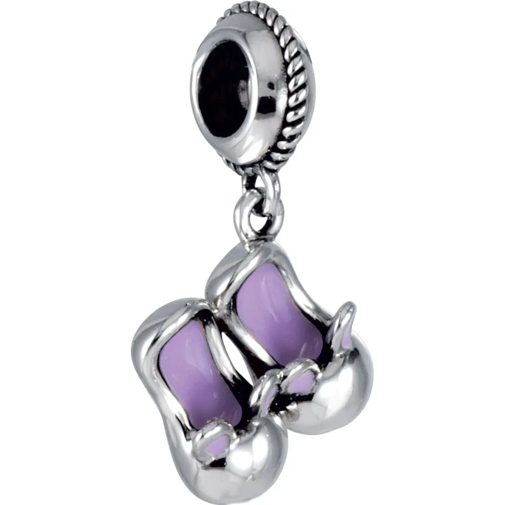 Sterling Silver 13x12.5mm Kera Slippers Charm