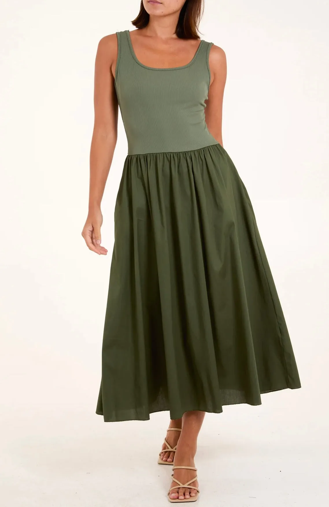 Stone Broderie Anglaise Vest Pocket Dress