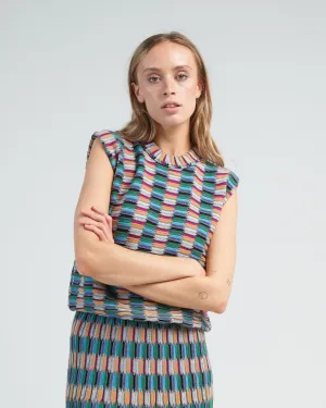 structured top zellige stitch - multi black