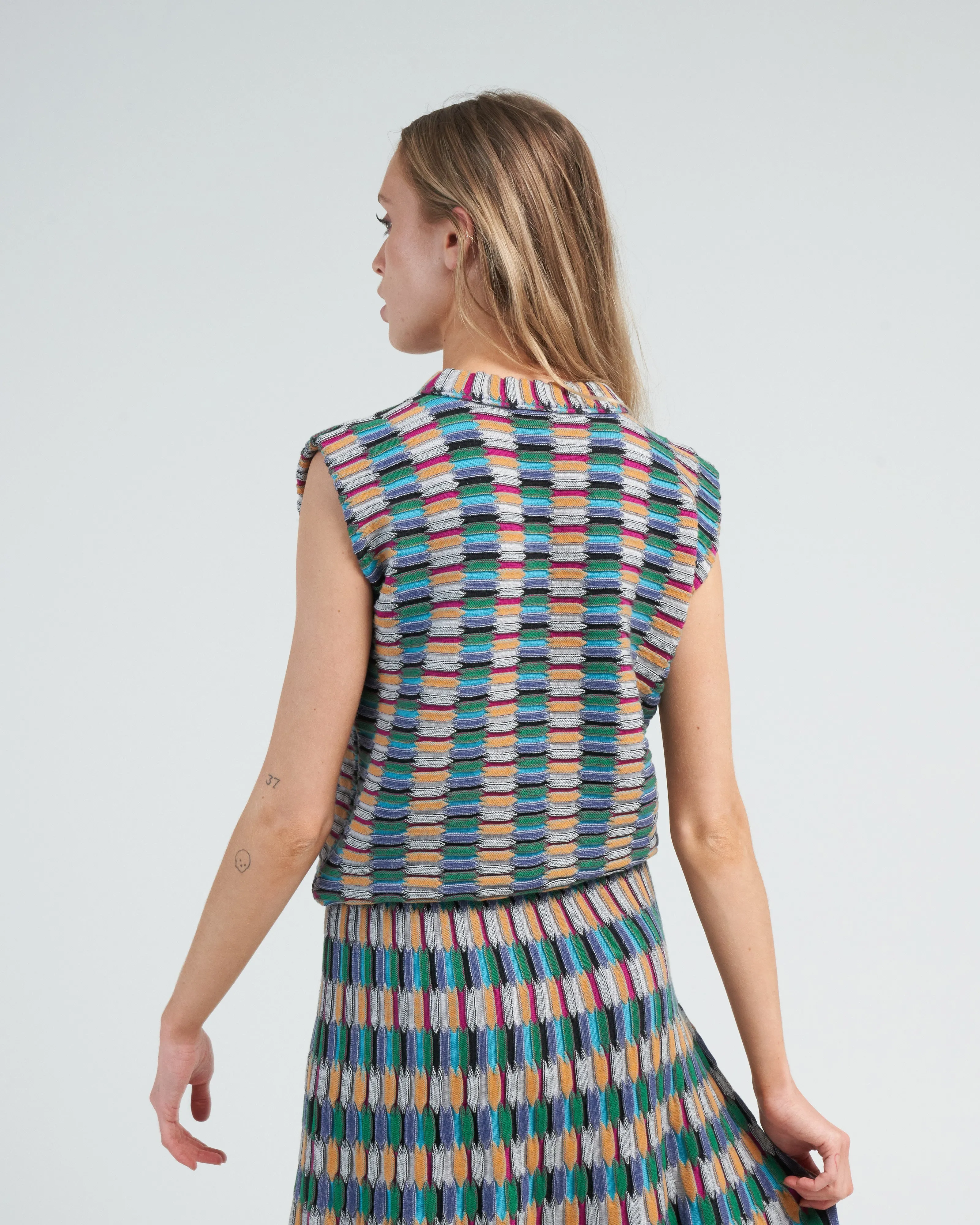 structured top zellige stitch - multi black