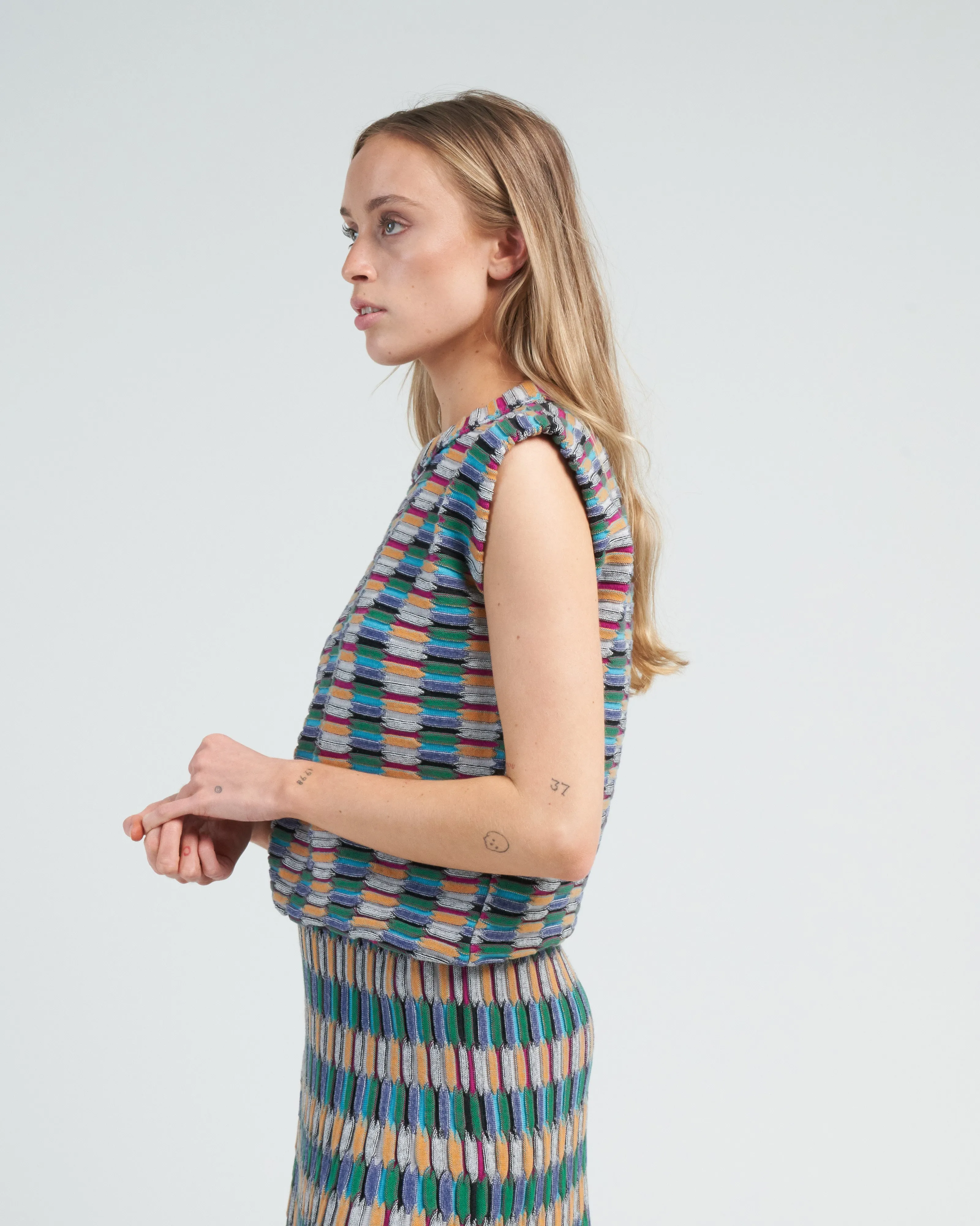 structured top zellige stitch - multi black