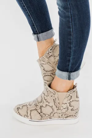 Sugar Glossy Wedges- Natural Snake Print