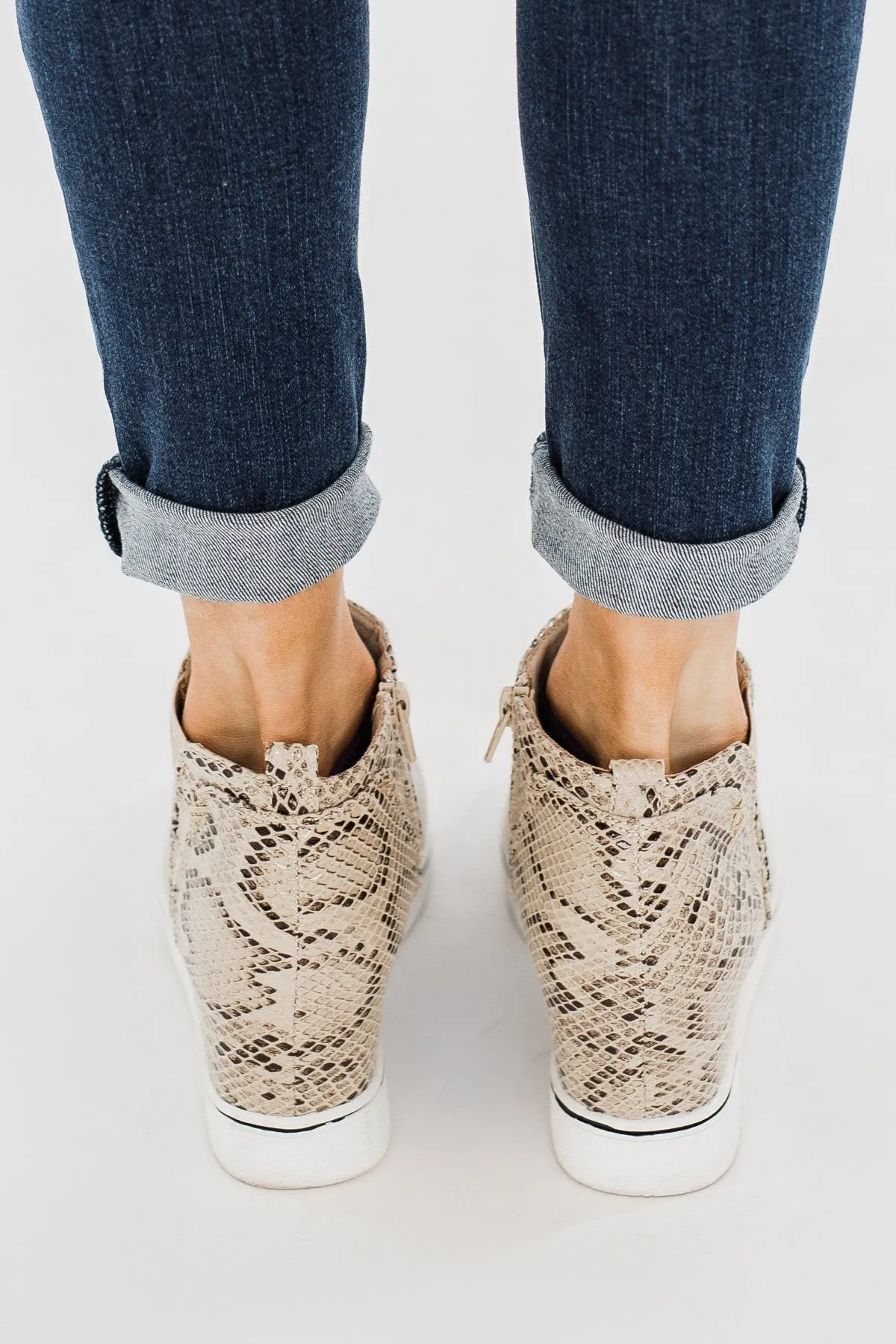 Sugar Glossy Wedges- Natural Snake Print