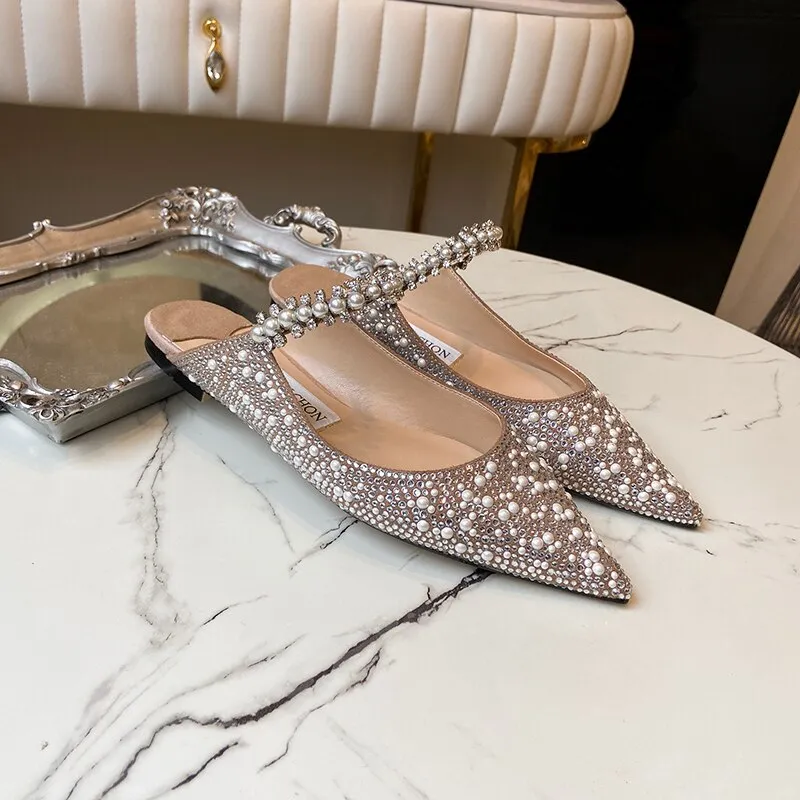 summer bag drag wear pearl flat shoes