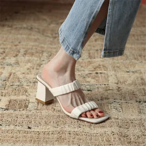 Summer New Open-toed Square Toe Ladies Lazy Shoes