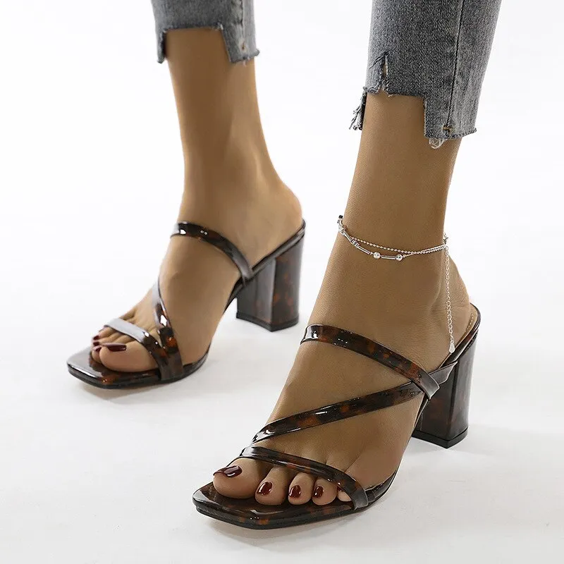 Summer Slippers Square Heel