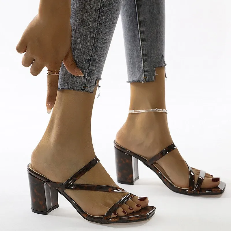 Summer Slippers Square Heel
