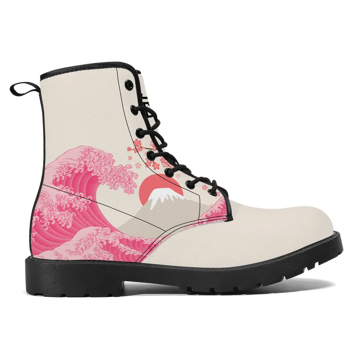 The Pink Great Wave Vegan Leather Boots