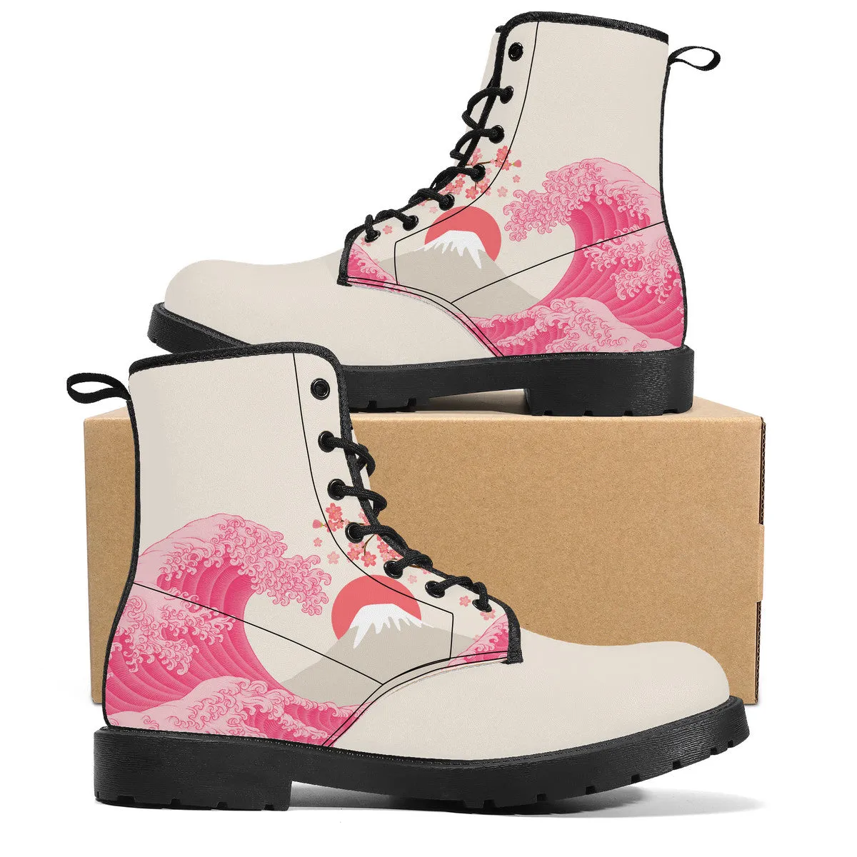The Pink Great Wave Vegan Leather Boots