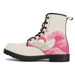 The Pink Great Wave Vegan Leather Boots