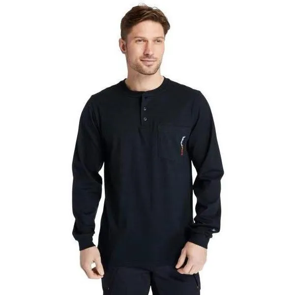 Timberland Pro Men's Flame Resistant Long Sleeve Work Henley - Black - TB0A23P4001