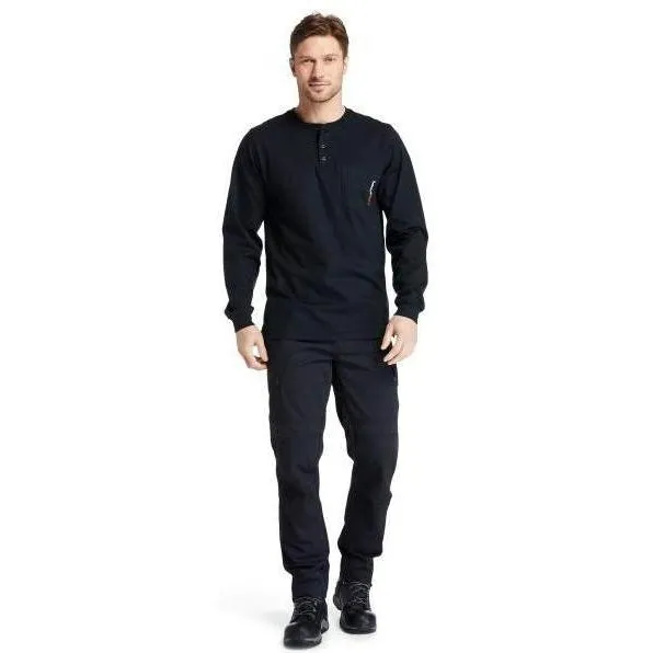 Timberland Pro Men's Flame Resistant Long Sleeve Work Henley - Black - TB0A23P4001