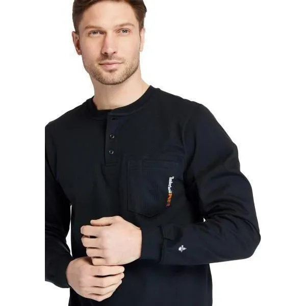 Timberland Pro Men's Flame Resistant Long Sleeve Work Henley - Black - TB0A23P4001