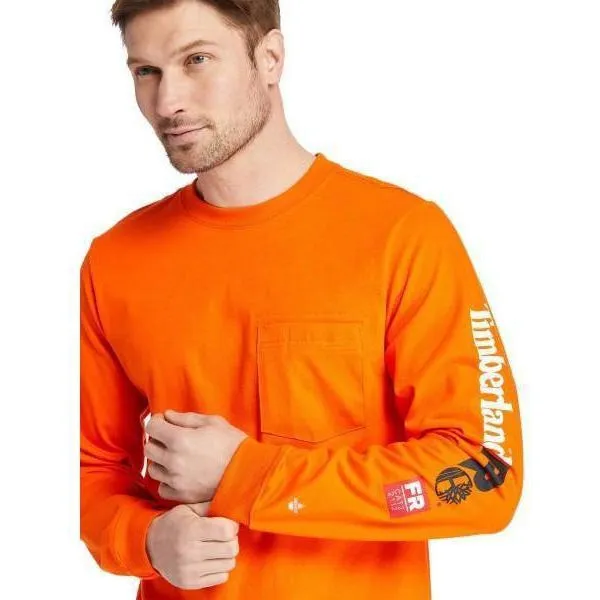 Timberland Pro Men's FR Cotton Core LS W/ Logo Work T-Shirt - Orange - TB0A1V8DY86