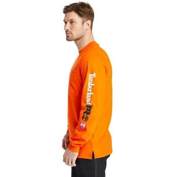 Timberland Pro Men's FR Cotton Core LS W/ Logo Work T-Shirt - Orange - TB0A1V8DY86