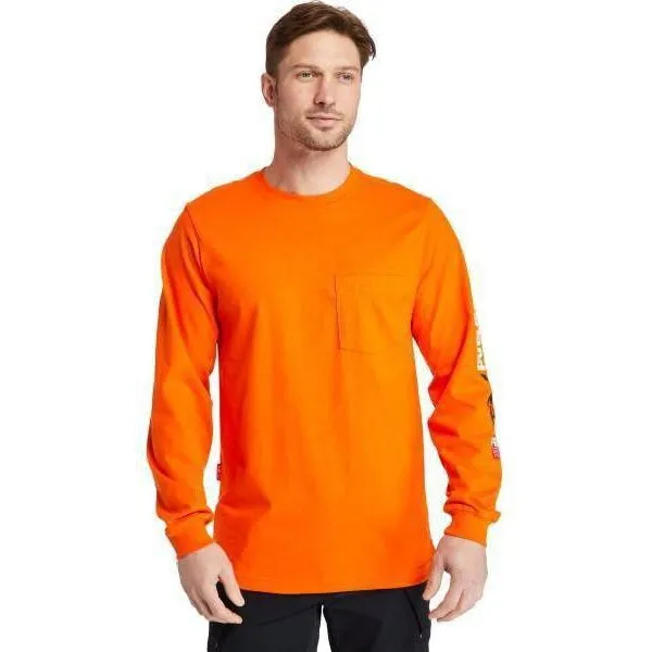 Timberland Pro Men's FR Cotton Core LS W/ Logo Work T-Shirt - Orange - TB0A1V8DY86