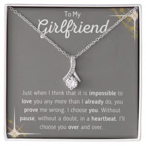 To My Girlfriend Ribbon Necklace