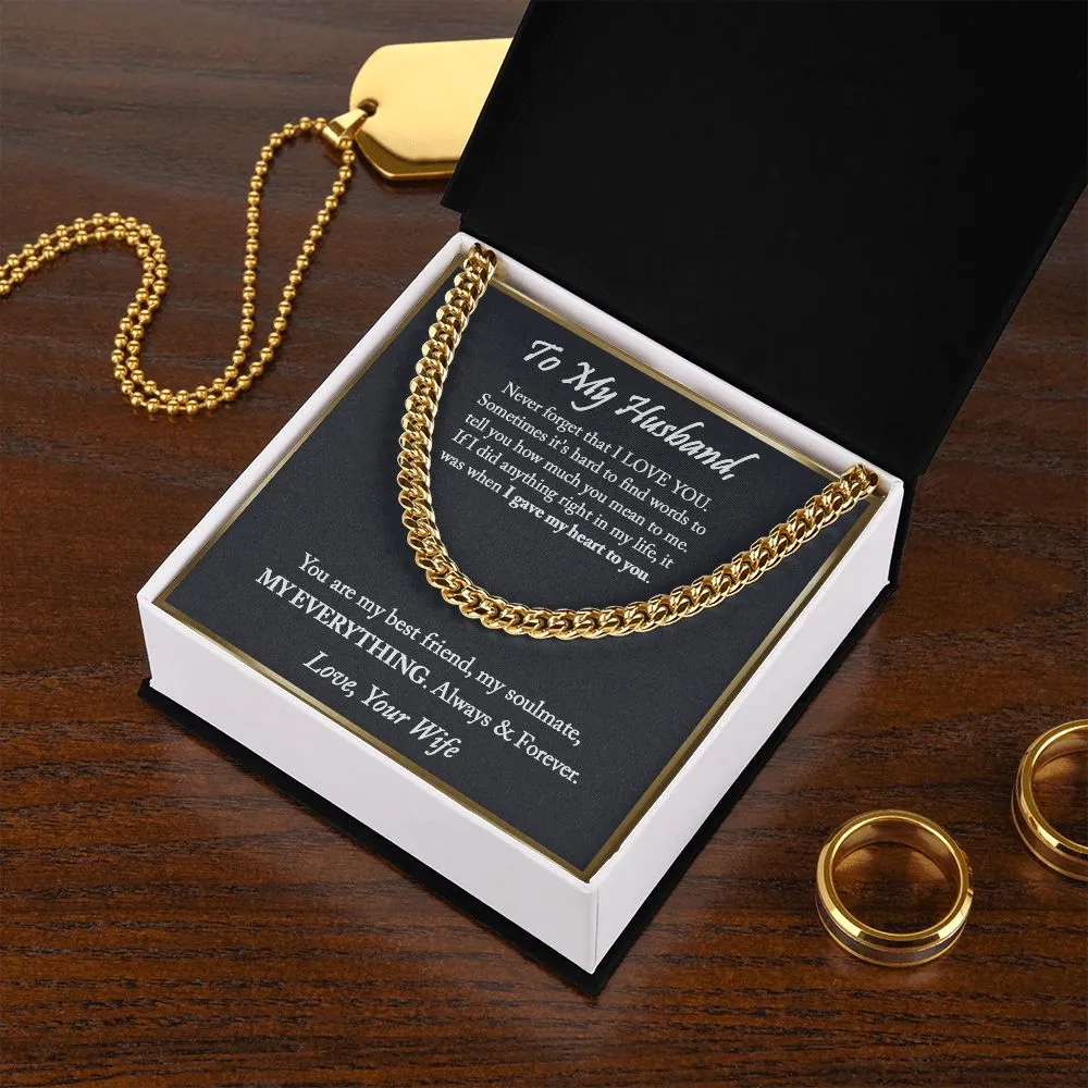 To My Husband Cuban Chain Necklace, Anniversary Gift For Husband, Husband Gift From Wife, Husband Birthday, Valentine's Day Gift For Husband