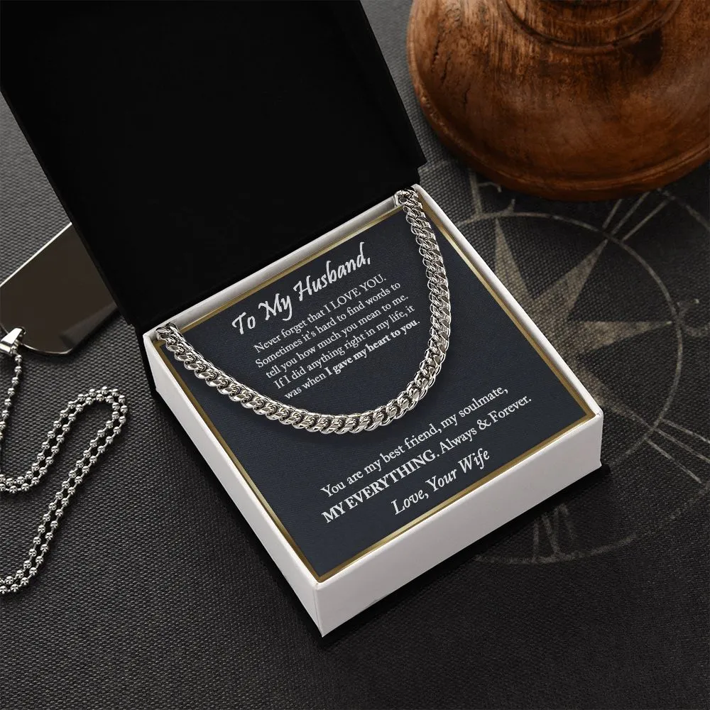 To My Husband Cuban Chain Necklace, Anniversary Gift For Husband, Husband Gift From Wife, Husband Birthday, Valentine's Day Gift For Husband