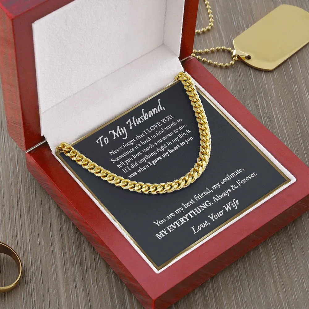To My Husband Cuban Chain Necklace, Anniversary Gift For Husband, Husband Gift From Wife, Husband Birthday, Valentine's Day Gift For Husband