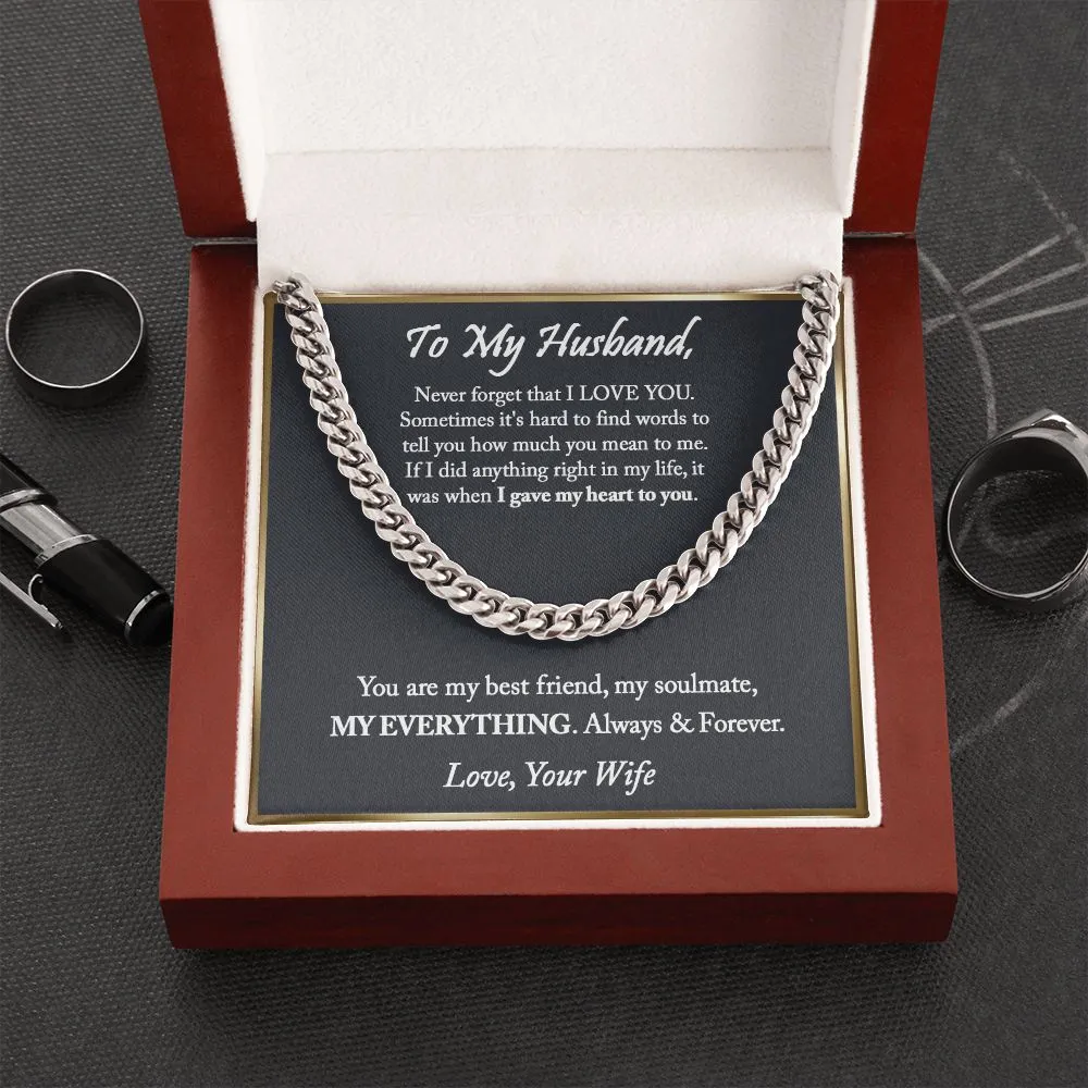 To My Husband Cuban Chain Necklace, Anniversary Gift For Husband, Husband Gift From Wife, Husband Birthday, Valentine's Day Gift For Husband