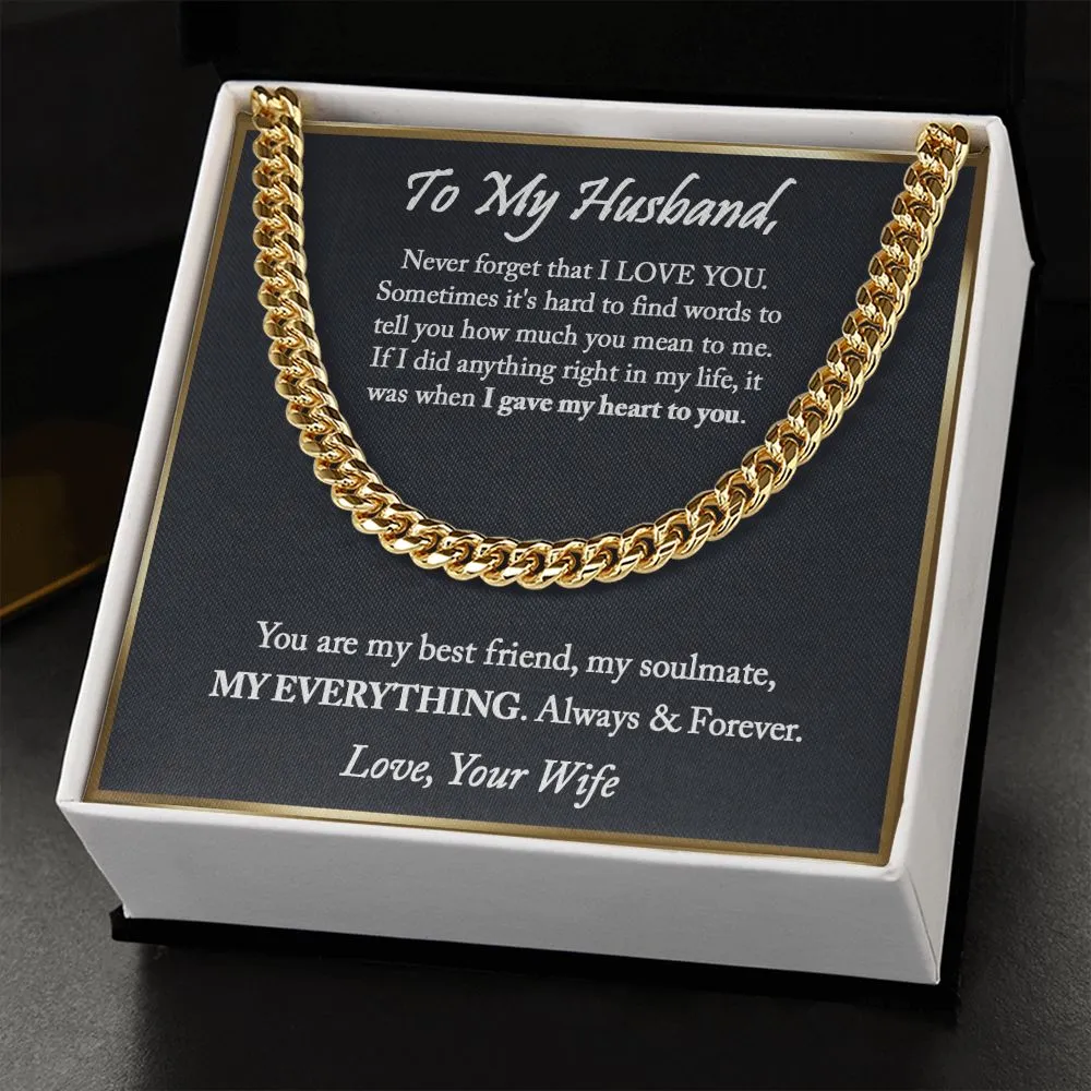 To My Husband Cuban Chain Necklace, Anniversary Gift For Husband, Husband Gift From Wife, Husband Birthday, Valentine's Day Gift For Husband