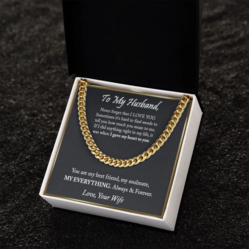 To My Husband Cuban Chain Necklace, Anniversary Gift For Husband, Husband Gift From Wife, Husband Birthday, Valentine's Day Gift For Husband