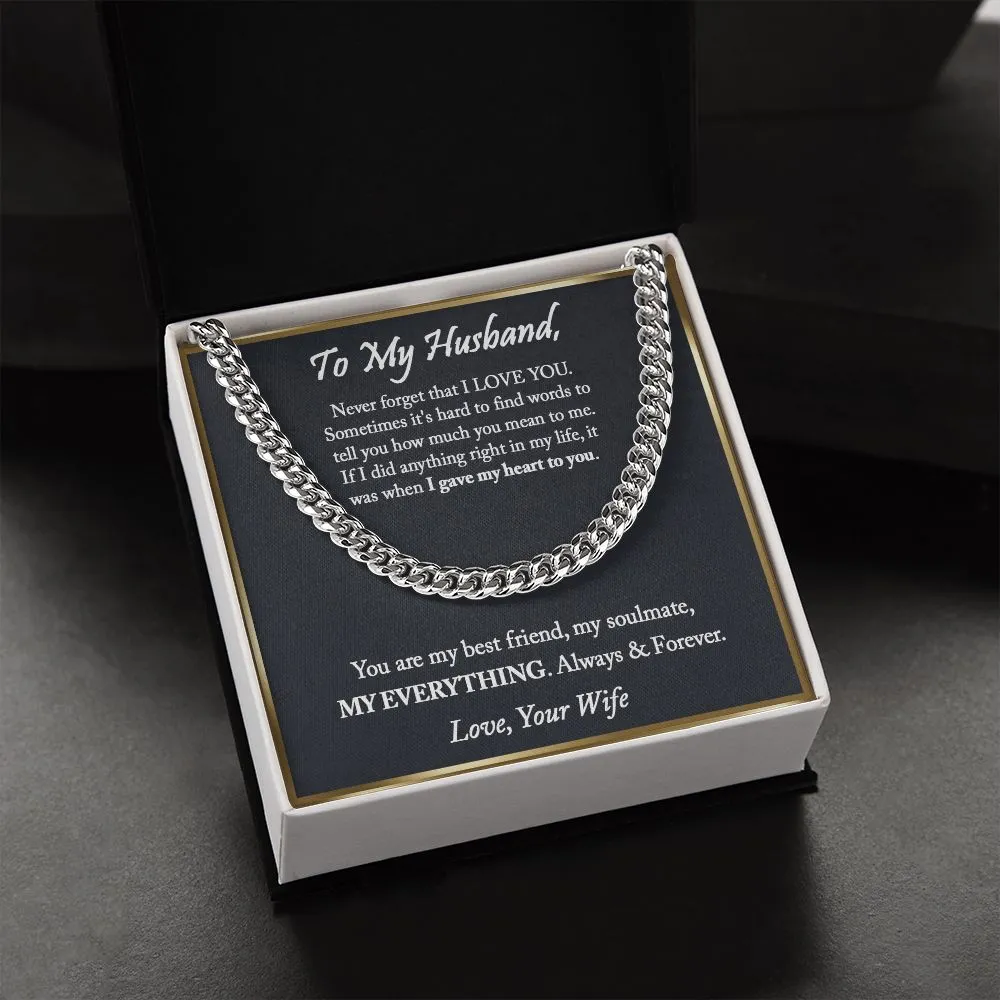 To My Husband Cuban Chain Necklace, Anniversary Gift For Husband, Husband Gift From Wife, Husband Birthday, Valentine's Day Gift For Husband