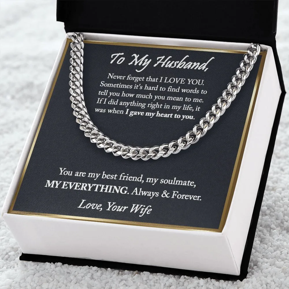 To My Husband Cuban Chain Necklace, Anniversary Gift For Husband, Husband Gift From Wife, Husband Birthday, Valentine's Day Gift For Husband