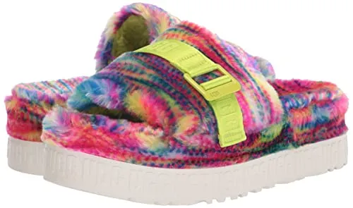 UGG Women's FLUFFITA Pixelate Slipper, White, 8