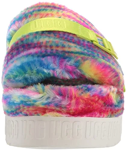 UGG Women's FLUFFITA Pixelate Slipper, White, 8