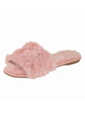 Valentina Belle Fluffy Sequin Slippers Rose | Rose