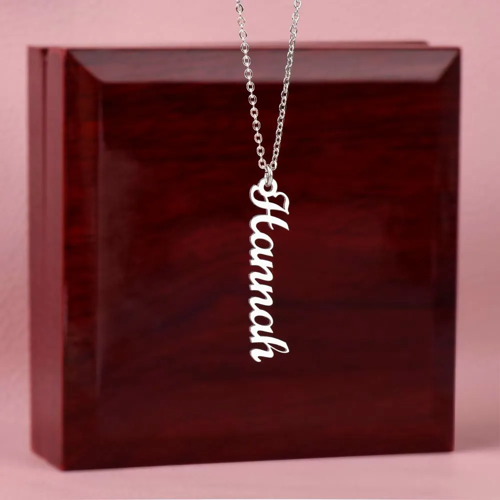 Vertical custom heart name necklace