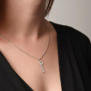 Vertical custom heart name necklace