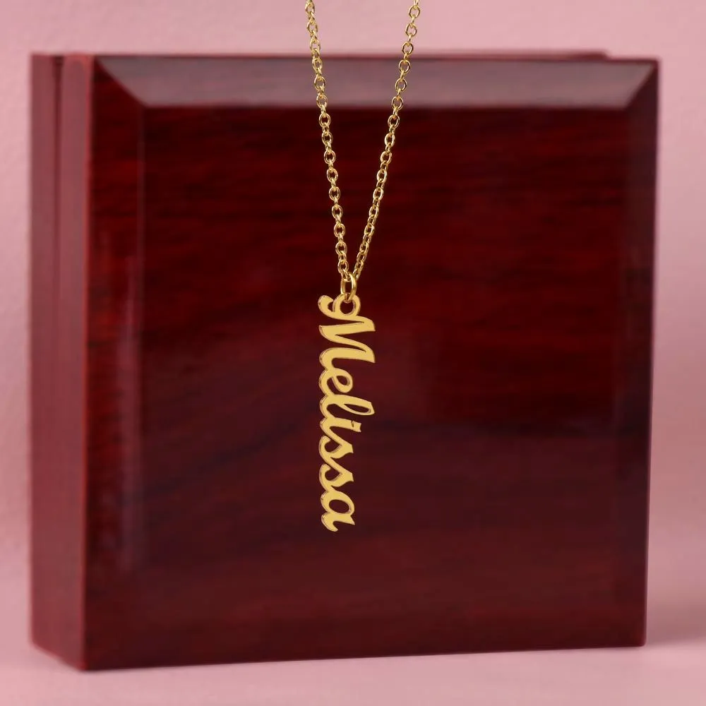 Vertical custom heart name necklace