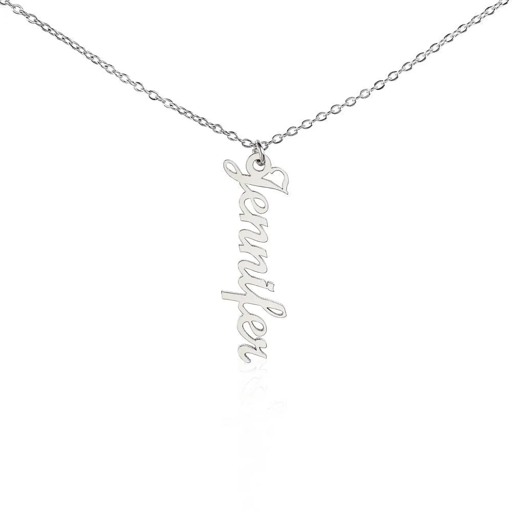 Vertical custom heart name necklace