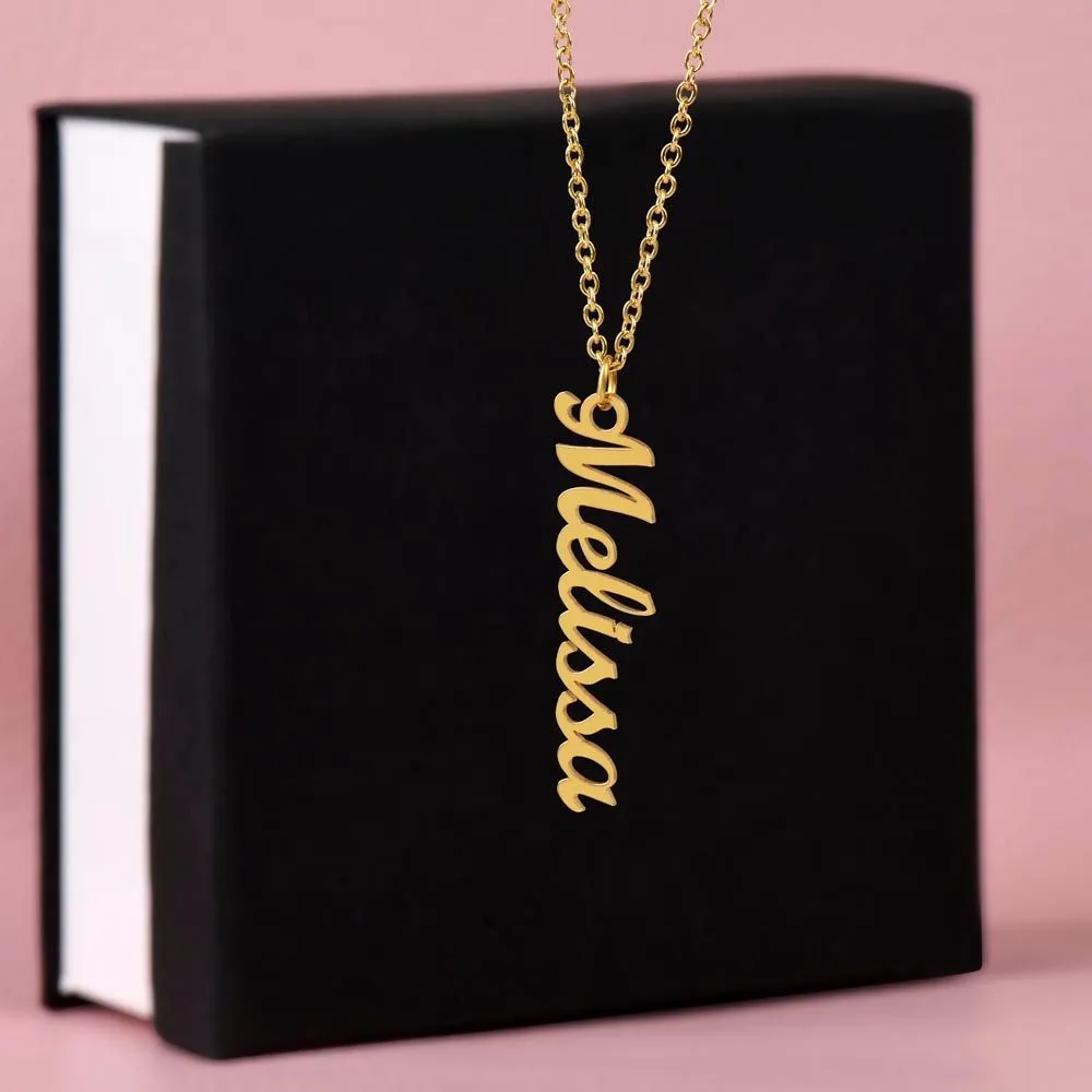 Vertical custom heart name necklace
