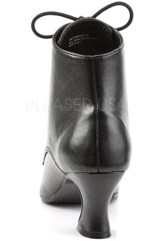 VICTORIAN-35 Ankle Boot | Black Faux Leather